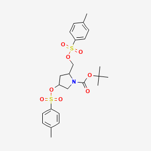 molecular formula C24H31NO8S2 B3147110 tert-Butyl 4-(tosyloxy)-2-((tosyloxy)methyl)pyrrolidine-1-carboxylate CAS No. 61478-27-1