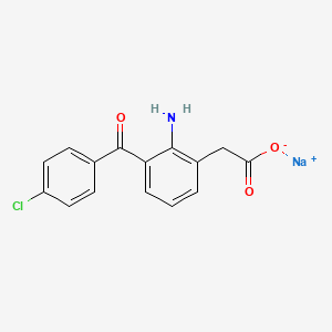 molecular formula C15H11ClNNaO3 B3147289 Sodium;2-[2-amino-3-(4-chlorobenzoyl)phenyl]acetate CAS No. 61941-62-6