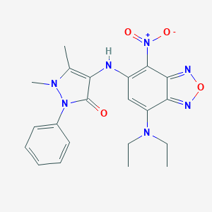 molecular formula C21H23N7O4 B314741 4-({7-(diethylamino)-4-nitro-2,1,3-benzoxadiazol-5-yl}amino)-1,5-dimethyl-2-phenyl-1,2-dihydro-3H-pyrazol-3-one 