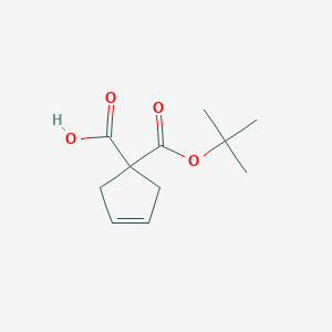 molecular formula C11H16O4 B3148043 1-[(Tert-butoxy)carbonyl]cyclopent-3-ene-1-carboxylic acid CAS No. 635318-61-5