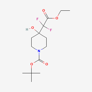 molecular formula C14H23F2NO5 B3148062 Tert-butyl 4-(2-ethoxy-1,1-difluoro-2-oxoethyl)-4-hydroxypiperidine-1-carboxylate CAS No. 635698-99-6