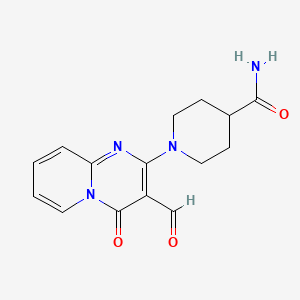 molecular formula C15H16N4O3 B3148127 1-(3-formyl-4-oxo-4H-pyrido[1,2-a]pyrimidin-2-yl)piperidine-4-carboxamide CAS No. 636991-30-5