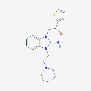 molecular formula C20H24N4OS B314826 2-{2-imino-3-[2-(piperidin-1-yl)ethyl]-2,3-dihydro-1H-benzimidazol-1-yl}-1-(thiophen-2-yl)ethanone 