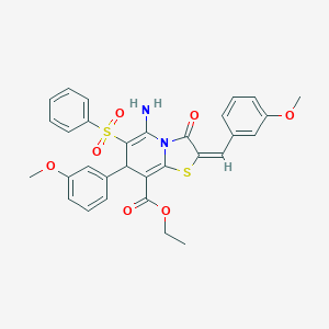 molecular formula C31H28N2O7S2 B314827 ethyl 5-amino-2-(3-methoxybenzylidene)-7-(3-methoxyphenyl)-3-oxo-6-(phenylsulfonyl)-2,3-dihydro-7H-[1,3]thiazolo[3,2-a]pyridine-8-carboxylate 