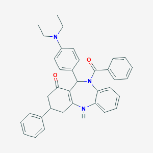 molecular formula C36H35N3O2 B314832 10-benzoyl-11-[4-(diethylamino)phenyl]-3-phenyl-2,3,4,5,10,11-hexahydro-1H-dibenzo[b,e][1,4]diazepin-1-one 