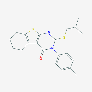 molecular formula C21H22N2OS2 B314834 3-(4-methylphenyl)-2-[(2-methyl-2-propenyl)sulfanyl]-5,6,7,8-tetrahydro[1]benzothieno[2,3-d]pyrimidin-4(3H)-one 