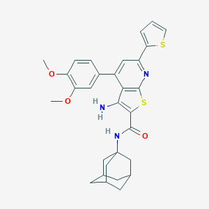 molecular formula C30H31N3O3S2 B314835 3-amino-4-(3,4-dimethoxyphenyl)-6-(thiophen-2-yl)-N-(tricyclo[3.3.1.1~3,7~]dec-1-yl)thieno[2,3-b]pyridine-2-carboxamide 