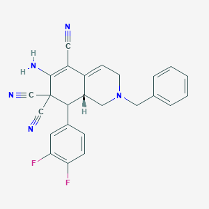 molecular formula C25H19F2N5 B314837 (8aR)-6-amino-2-benzyl-8-(3,4-difluorophenyl)-2,3,8,8a-tetrahydroisoquinoline-5,7,7(1H)-tricarbonitrile 