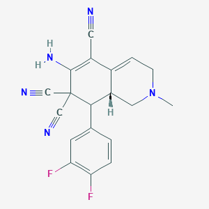 molecular formula C19H15F2N5 B314838 (8aR)-6-amino-8-(3,4-difluorophenyl)-2-methyl-2,3,8,8a-tetrahydroisoquinoline-5,7,7(1H)-tricarbonitrile 