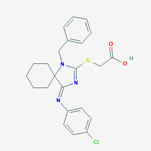 molecular formula C23H24ClN3O2S B314848 ({(4E)-1-benzyl-4-[(4-chlorophenyl)imino]-1,3-diazaspiro[4.5]dec-2-en-2-yl}sulfanyl)acetic acid 