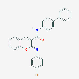 (2Z)-N-(biphenyl-4-yl)-2-[(4-bromophenyl)imino]-2H-chromene-3-carboxamide