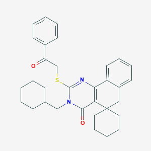 molecular formula C32H36N2O2S B314864 3-(cyclohexylmethyl)-2-[(2-oxo-2-phenylethyl)sulfanyl]-3H-spiro[benzo[h]quinazoline-5,1'-cyclohexan]-4(6H)-one 