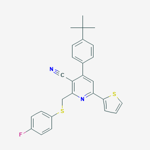 4-(4-Tert-butylphenyl)-2-{[(4-fluorophenyl)sulfanyl]methyl}-6-(thiophen-2-yl)pyridine-3-carbonitrile