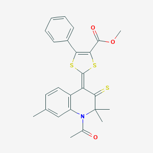 molecular formula C25H23NO3S3 B314876 methyl (2Z)-2-(1-acetyl-2,2,7-trimethyl-3-thioxo-2,3-dihydroquinolin-4(1H)-ylidene)-5-phenyl-1,3-dithiole-4-carboxylate 