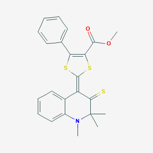 molecular formula C23H21NO2S3 B314883 methyl (2Z)-5-phenyl-2-(1,2,2-trimethyl-3-thioxo-2,3-dihydroquinolin-4(1H)-ylidene)-1,3-dithiole-4-carboxylate 