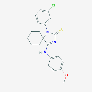 molecular formula C21H22ClN3OS B314885 (4Z)-1-(3-chlorophenyl)-4-[(4-methoxyphenyl)imino]-1,3-diazaspiro[4.5]decane-2-thione 