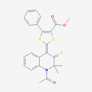 molecular formula C24H21NO3S3 B314886 methyl 2-(1-acetyl-2,2-dimethyl-3-thioxo-2,3-dihydro-4(1H)-quinolinylidene)-5-phenyl-1,3-dithiole-4-carboxylate 