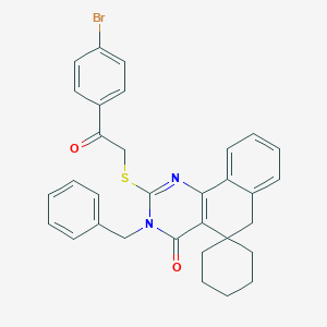 molecular formula C32H29BrN2O2S B314892 3-benzyl-2-{[2-(4-bromophenyl)-2-oxoethyl]sulfanyl}-3H-spiro[benzo[h]quinazoline-5,1'-cyclohexan]-4(6H)-one 