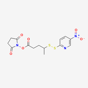 molecular formula C14H15N3O6S2 B3149021 2,5-二氧代吡咯烷-1-基 4-((5-硝基吡啶-2-基)二硫醚)戊酸酯 CAS No. 663598-61-6