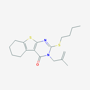 molecular formula C18H24N2OS2 B314912 2-(butylsulfanyl)-3-(2-methyl-2-propenyl)-5,6,7,8-tetrahydro[1]benzothieno[2,3-d]pyrimidin-4(3H)-one 