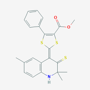 molecular formula C23H21NO2S3 B314925 methyl (2Z)-5-phenyl-2-(2,2,6-trimethyl-3-thioxo-2,3-dihydroquinolin-4(1H)-ylidene)-1,3-dithiole-4-carboxylate 