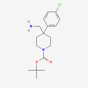molecular formula C17H25ClN2O2 B3149275 4-Aminomethyl-4-(4-chloro-phenyl)-piperidine-1-carboxylic acid tert-butyl ester CAS No. 669068-16-0