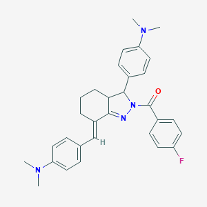molecular formula C31H33FN4O B314938 N-{4-[7-[4-(dimethylamino)benzylidene]-2-(4-fluorobenzoyl)-3,3a,4,5,6,7-hexahydro-2H-indazol-3-yl]phenyl}-N,N-dimethylamine 