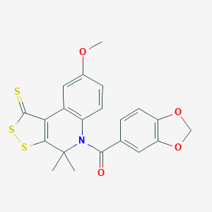 molecular formula C21H17NO4S3 B314944 1,3-benzodioxol-5-yl(8-methoxy-4,4-dimethyl-1-thioxo-1,4-dihydro-5H-[1,2]dithiolo[3,4-c]quinolin-5-yl)methanone 
