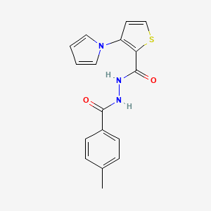 molecular formula C17H15N3O2S B3149444 N'-(4-methylbenzoyl)-3-(1H-pyrrol-1-yl)-2-thiophenecarbohydrazide CAS No. 672925-24-5