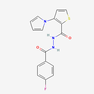 molecular formula C16H12FN3O2S B3149452 N'-(4-fluorobenzoyl)-3-(1H-pyrrol-1-yl)-2-thiophenecarbohydrazide CAS No. 672925-36-9