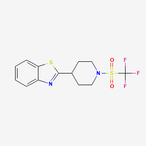 molecular formula C13H13F3N2O2S2 B3149458 2-{1-[(三氟甲基)磺酰基]-4-哌啶基}-1,3-苯并噻唑 CAS No. 672925-42-7