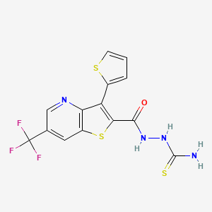 molecular formula C14H9F3N4OS3 B3149505 2-{[3-(2-Thienyl)-6-(trifluoromethyl)thieno[3,2-b]pyridin-2-yl]carbonyl}-1-hydrazinecarbothioamide CAS No. 672951-27-8