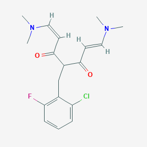 molecular formula C18H22ClFN2O2 B3149508 (1Z,6E)-4-(2-chloro-6-fluorobenzyl)-1,7-bis(dimethylamino)-1,6-heptadiene-3,5-dione CAS No. 672951-55-2