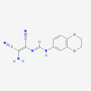 molecular formula C13H11N5O2 B3149530 N'-[(Z)-2-amino-1,2-dicyanoethenyl]-N-(2,3-dihydro-1,4-benzodioxin-6-yl)methanimidamide CAS No. 672951-96-1