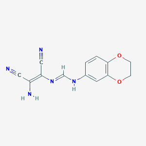 molecular formula C13H11N5O2 B3149530 N'-[(Z)-2-氨基-1,2-二氰基乙烯基]-N-(2,3-二氢-1,4-苯并二氧杂环-6-基)甲亚酰胺 CAS No. 672951-96-1