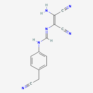 molecular formula C13H10N6 B3149538 N'-[(Z)-2-amino-1,2-dicyanoethenyl]-N-[4-(cyanomethyl)phenyl]methanimidamide CAS No. 672952-02-2