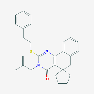 molecular formula C28H30N2OS B314960 3-(2-methylprop-2-enyl)-2-(2-phenylethylsulfanyl)spiro[6H-benzo[h]quinazoline-5,1'-cyclopentane]-4-one CAS No. 4595-06-6
