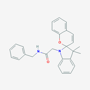 molecular formula C27H26N2O2 B314963 N-benzyl-2-{3',3'-dimethyl-2',3'-dihydrospiro[2H-chromene-2,2'-(1'H)-indole]-1'-yl}acetamide 