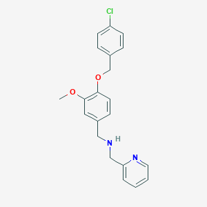 molecular formula C21H21ClN2O2 B314970 N-{4-[(4-chlorobenzyl)oxy]-3-methoxybenzyl}-N-(2-pyridinylmethyl)amine 