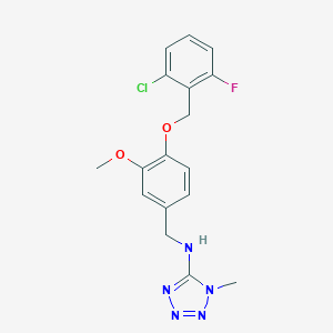 molecular formula C17H17ClFN5O2 B314983 N-{4-[(2-chloro-6-fluorobenzyl)oxy]-3-methoxybenzyl}-1-methyl-1H-tetrazol-5-amine 