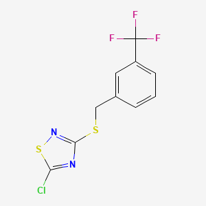 molecular formula C10H6ClF3N2S2 B3149875 5-Chloro-3-({[3-(trifluoromethyl)phenyl]methyl}sulfanyl)-1,2,4-thiadiazole CAS No. 680221-29-8