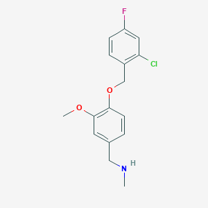 molecular formula C16H17ClFNO2 B314989 N-{4-[(2-chloro-4-fluorobenzyl)oxy]-3-methoxybenzyl}-N-methylamine 