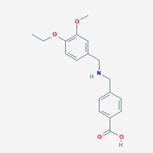 molecular formula C18H21NO4 B314990 4-{[(4-Ethoxy-3-methoxybenzyl)amino]methyl}benzoic acid 