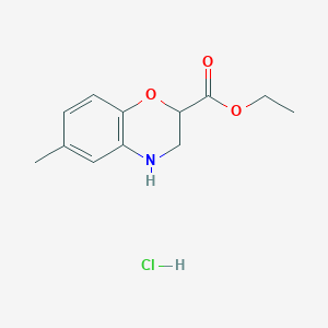 molecular formula C12H16ClNO3 B3150045 ethyl 6-methyl-3,4-dihydro-2H-1,4-benzoxazine-2-carboxylate hydrochloride CAS No. 68281-44-7