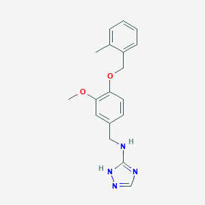 molecular formula C18H20N4O2 B315035 N-{3-methoxy-4-[(2-methylbenzyl)oxy]benzyl}-1H-1,2,4-triazol-3-amine 