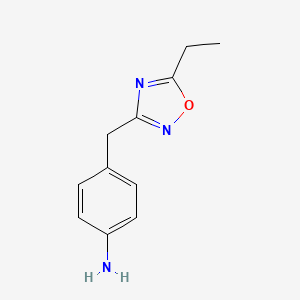 molecular formula C11H13N3O B3150459 4-[(5-Ethyl-1,2,4-oxadiazol-3-yl)methyl]aniline CAS No. 689251-51-2