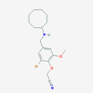 molecular formula C18H25BrN2O2 B315060 {2-Bromo-4-[(cyclooctylamino)methyl]-6-methoxyphenoxy}acetonitrile 