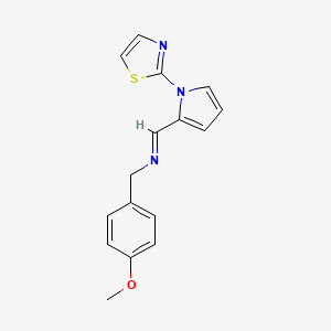 (4-methoxyphenyl)-N-{(E)-[1-(1,3-thiazol-2-yl)-1H-pyrrol-2-yl]methylidene}methanamine