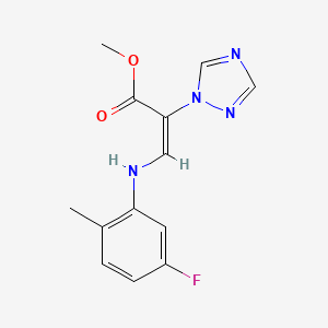 methyl (E)-3-(5-fluoro-2-methylanilino)-2-(1,2,4-triazol-1-yl)prop-2-enoate