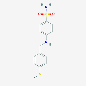 molecular formula C14H16N2O2S2 B315067 4-{[4-(Methylsulfanyl)benzyl]amino}benzenesulfonamide 